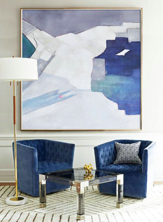 Large Abstract Art,Oversized Contemporary Art,Hand Made Original Art,Blue,White,Grey.etc